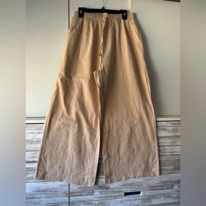 🌾 URATOT Wide Leg Cotton Pants XL Beige Elastic Waist Drawstring